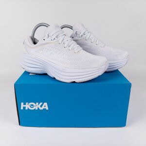 Hoka One One Bondi 8 Womens 7.5 W Triple White Running Walking Shoes Orthotics